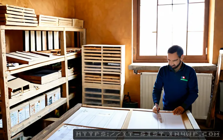 지속가능한 성취를 위한 성공 사례 - Photorealistic Italian small-business owner in a bright family-run workshop, carefully reviewing a s...